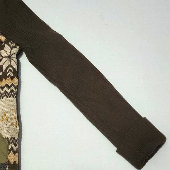 Sweater Project Retro Brown & Tan Grandpa Plaid Chunky Hooded Buttoned Jacket - Picture 6 of 14